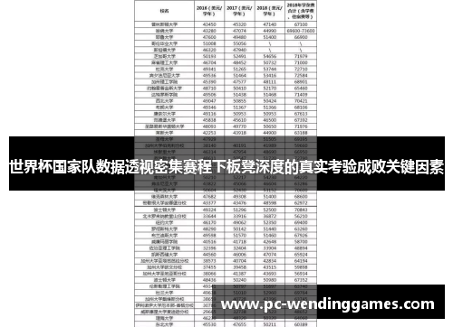 世界杯国家队数据透视密集赛程下板凳深度的真实考验成败关键因素